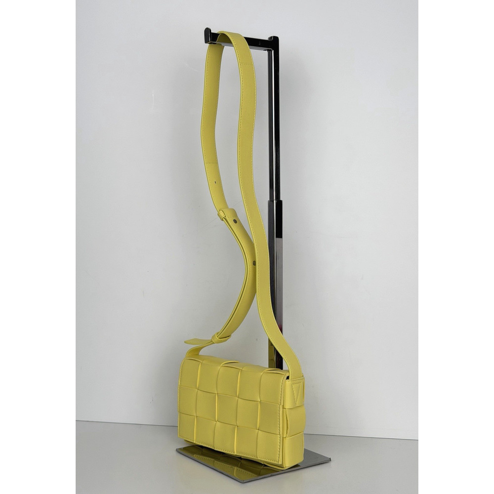 Bottega Veneta Cassette Crossbody Bag in Yellow Intrecciato Lambskin Leather